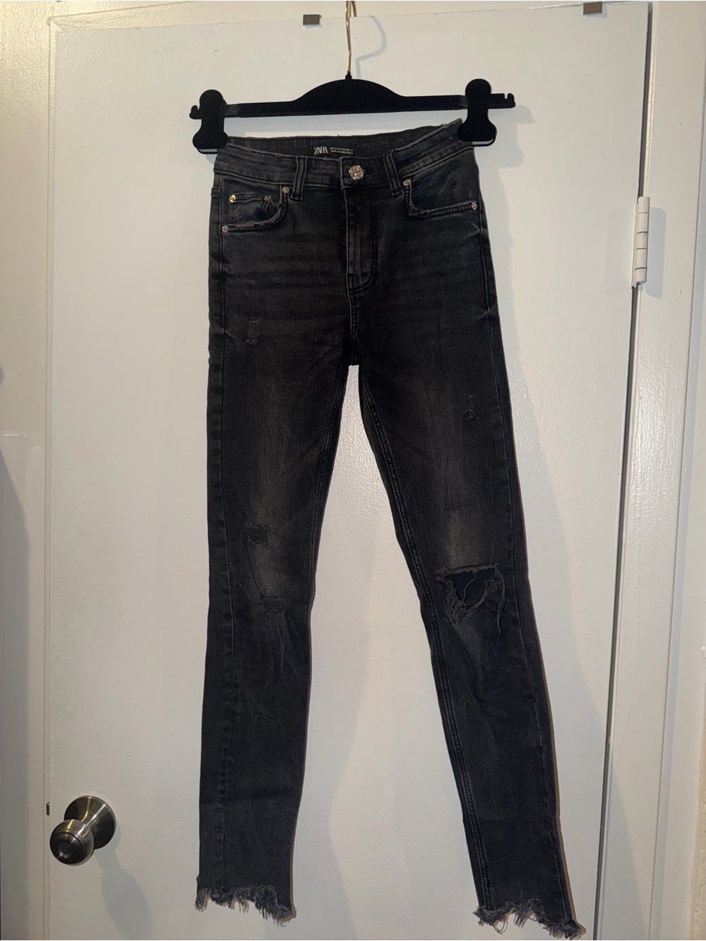 Zara Charcoal Distressed Jeans
